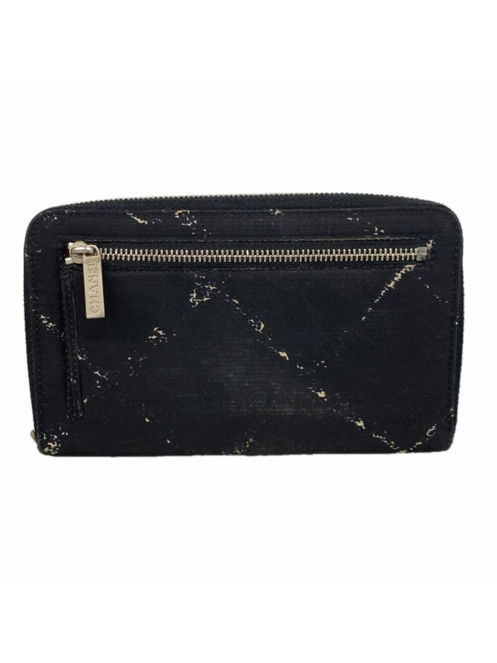 Chanel Wallet Vintage Travel Nylon Black Silver